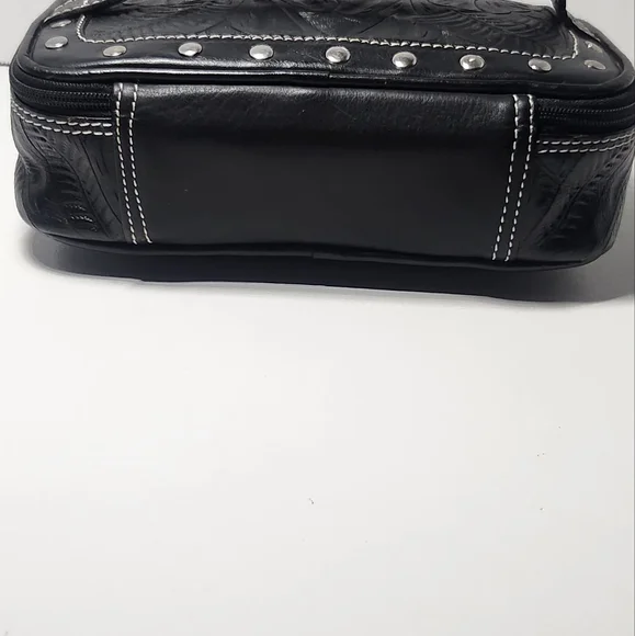 American West Studded Black Leather Toiletry Bag - Picture 7 of 14